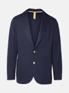 ELEVENTY BLUE COTTON BLEND BLAZER