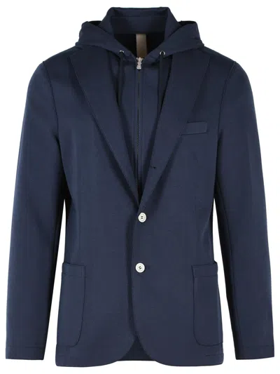 Eleventy Blue Cotton Blend Blazer Men