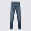 Eleventy Straight Trousers With Belt Loops And Faded Wash In Blue