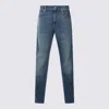 Eleventy Straight Trousers With Belt Loops And Faded Wash In Blue