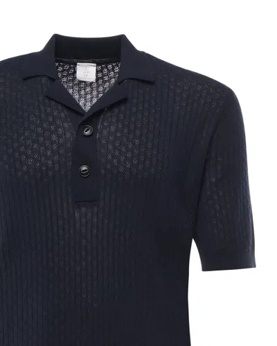 Eleventy Blue Cotton Short Sleeve Polo