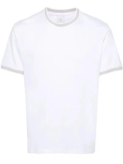 Eleventy Blue Crew-neck T-shirt In White