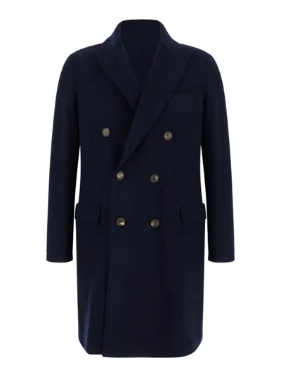 ELEVENTY BLUE DOUBLE-BREASTED COAT