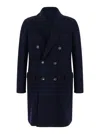 Eleventy Blue Double-breasted Coat With Peak Revers In Fabric Man In Blue