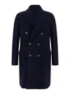 Eleventy Blue Double-breasted Coat With Peak Revers In Fabric Man In Blu