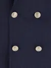 Eleventy Blue Double-breasted Suit With Peak Revers And Jewel Buttons In Wool Stretch Man In Blu