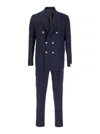 Eleventy Blue Double-breasted Suit With Peak Revers And Jewel Buttons In Wool Stretch Man In Multicolor