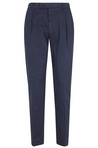 Eleventy Blue Front-pences Straight-leg Cotton Pants