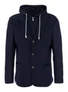 Eleventy Hooded Jacket With Front Pockets And Long Sleeves In Blue