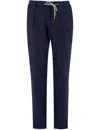 Eleventy Drawstring-waist Tapered Trousers In Blue