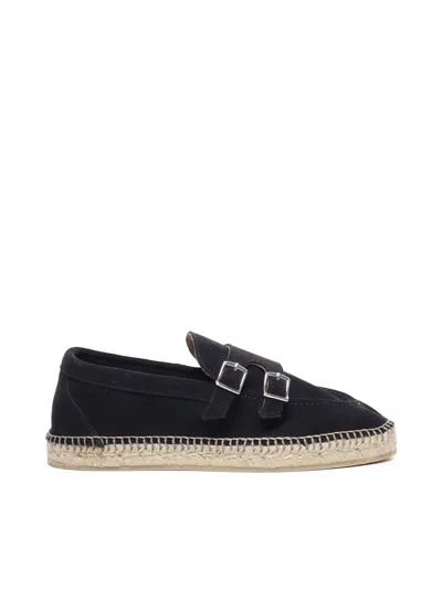Eleventy Blue Leather Espadrilles With Buckles