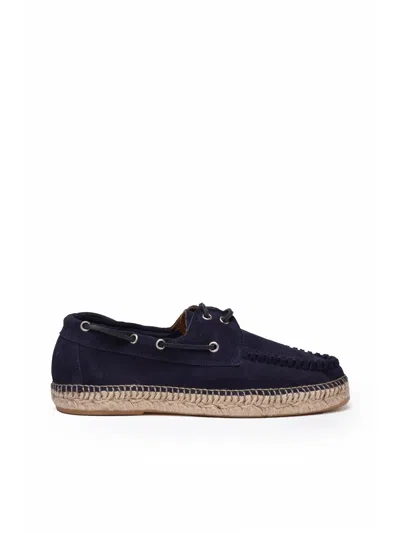 Eleventy Blue Leather Rubber Espadrillas In Black