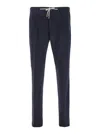 Eleventy Blue Pants With Drawstring Elastic Waist And Logo Patch On The Rear In Wool Stretch Man In Blue