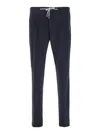 Eleventy Blue Pants With Drawstring Elastic Waist And Logo Patch On The Rear In Multicolor
