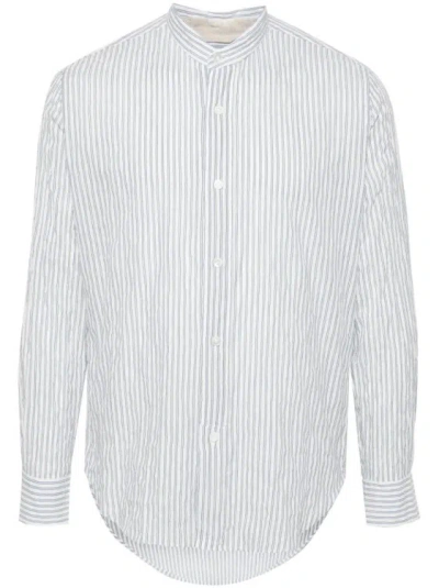 Eleventy Stripped Longsleeved Shirt In White