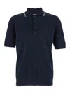 Eleventy Blue Sweater With Classic Collar And Fringed Hem In Fabric Man