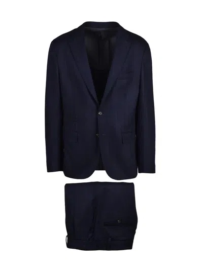 Eleventy Blue Tailored Rounded Wool Suit In Black