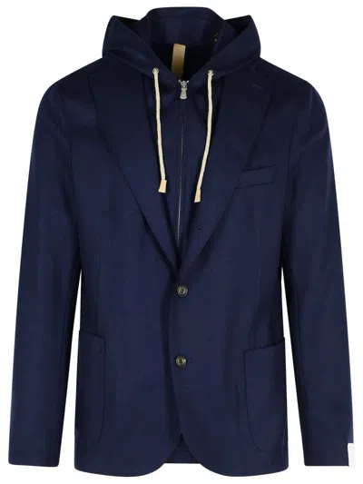 Eleventy Blue Wool Blend Blazer Men