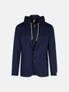 Eleventy Blue Wool Blend Blazer In Animal Print