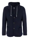 Eleventy Hooded Jacket With Front Pockets And Long Sleeves