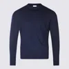Eleventy Timeless Crewneck Sweater With Ribbed Details In Blue