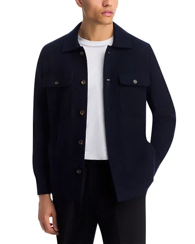 Eleventy Boiled Wool Overshirt In Blue