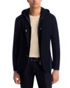 Eleventy Boiled Wool Slim Fit Sport Coat With Removable Full Zip Hoodie In Blue