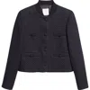 Eleventy Collarless Wool Blend Jacket In Black