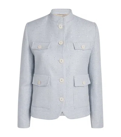 Eleventy Bouclé Tweed Jacket In Blue
