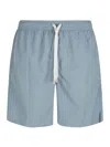 Eleventy Classic Blue Swimwear With Adjustable Drawstring In Multicolour