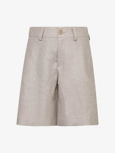 Eleventy Kids'  Boys Linen Shorts In Beige