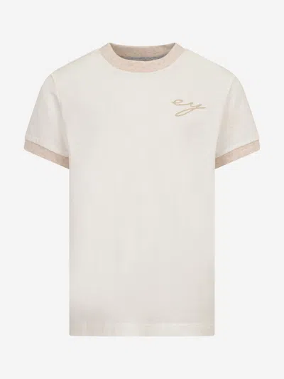 Eleventy Kids'  Boys Logo T-shirt In Ivory