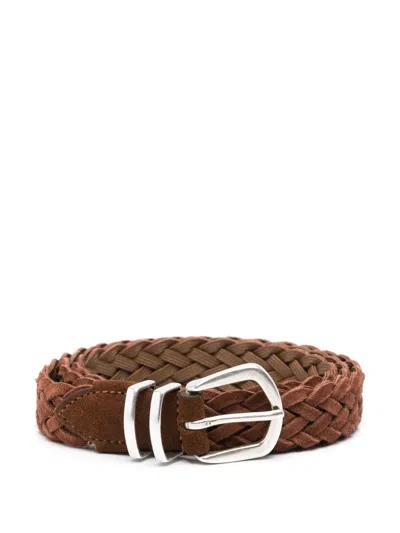 Eleventy Braided Belt In Brown