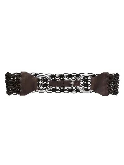 Eleventy Braided Leather Belt In Purple