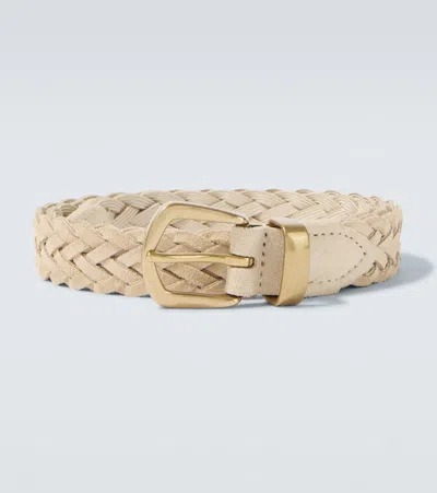 Eleventy Braided Suede Belt In Brown