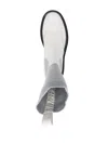 Eleventy Brogue Detail Grey Leather Ankle Boots With Chunky Sole In White