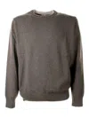 Eleventy Brown Cashmere Crew Neck Sweater In Brown
