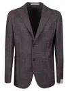 Eleventy Brown Cashmere Silk Blazer With Classic Checkered Pattern In Multi