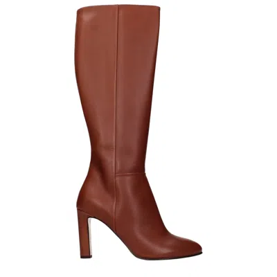 Eleventy Brown Leather High Heel Women's Boots