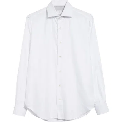 Eleventy Brushed Cotton Blend Button-up Shirt In White