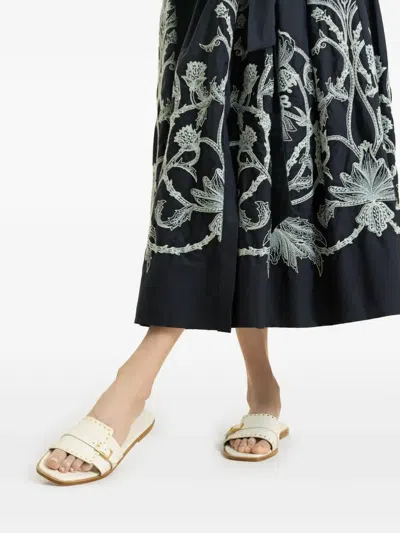 Eleventy Buckle Slide Sandals In White