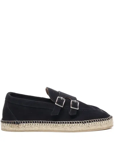 Eleventy Buckle-strap Suede Espadrilles In Blue