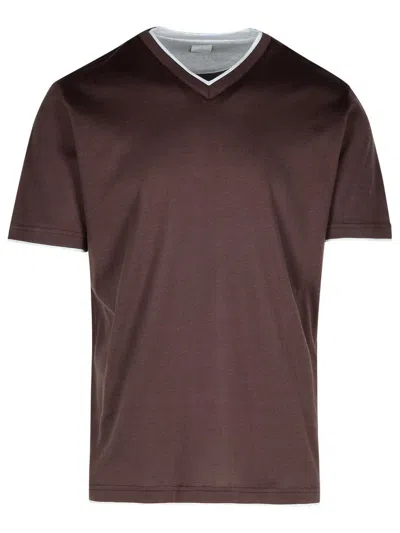 ELEVENTY ELEVENTY BURGUNDY COTTON T-SHIRT