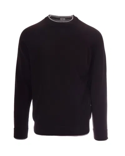 Eleventy Burgundy Wool Sweater With Contrasting Double-layered Details In Black