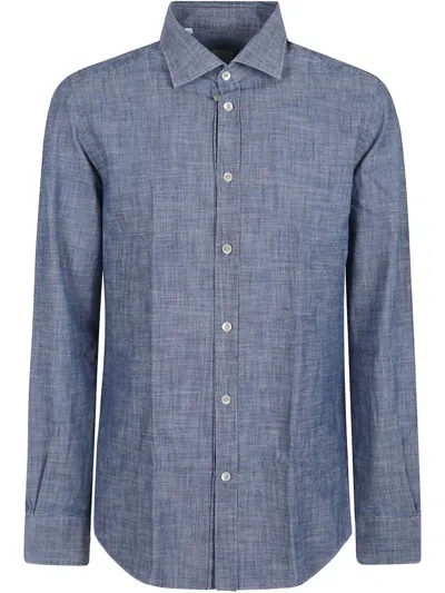 ELEVENTY BUTTON-DOWN CHAMBRAY SHIRT