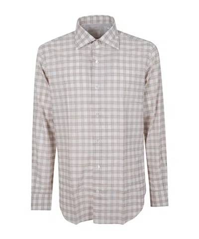 Eleventy Long-sleeved Button-up Shirt With Classic Collar In Gray