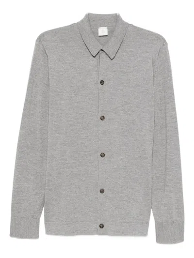 Eleventy Button-down Wool Shirt In Gray