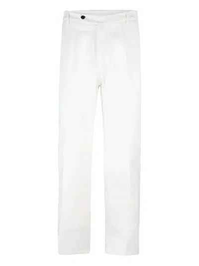 Eleventy Button-fastening Cotton-blend Trousers In White