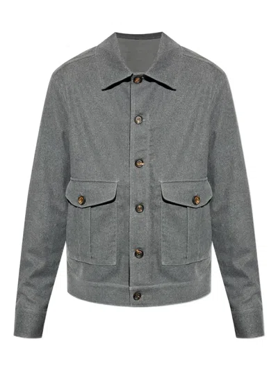 Eleventy Button-fastening Flap-pocket Jacket In Gray