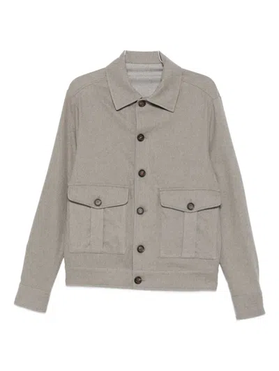 Eleventy Button-fastening Flap-pocket Jacket In Gray